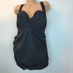 Lane Bryant Swim 1 piece Polka Dots Pinup 28 NWOT